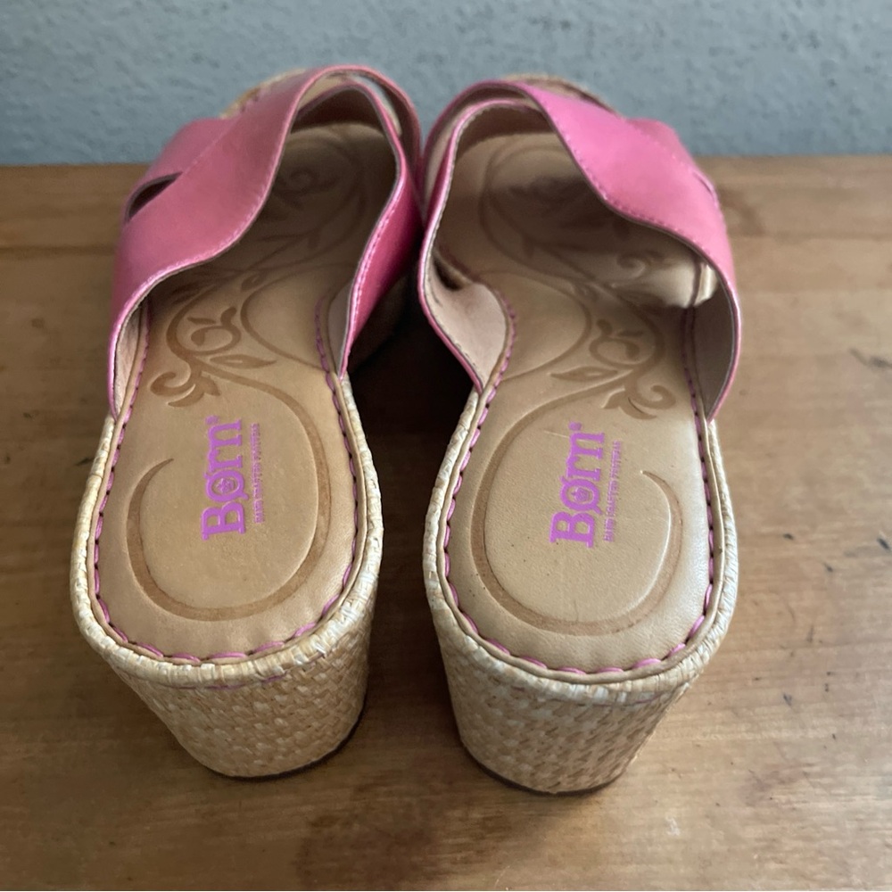 Born Curstyn Pink Leather Wedge Heel Women’s Sandals D89605 Sz 9 - Picture 6 of 12
